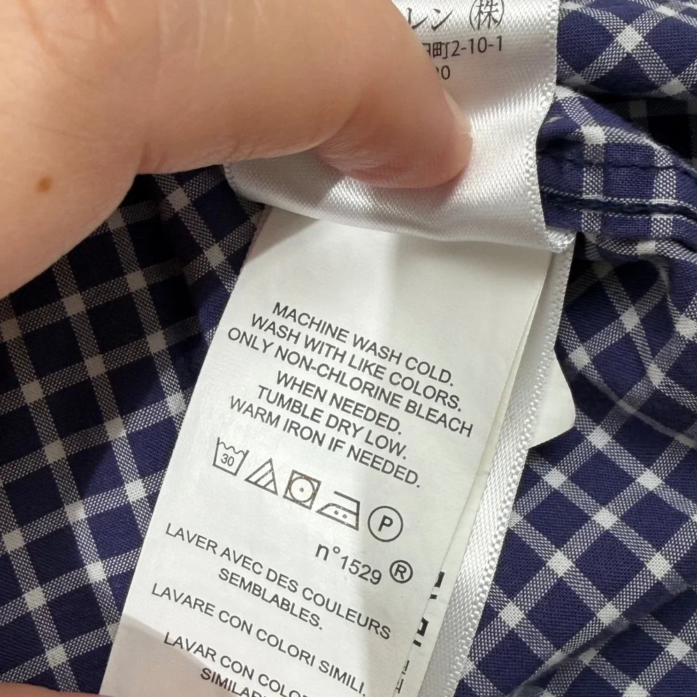 Ralph Lauren Button Up Boys Medium 10-12 Blue Plaid Shirt Long Sleeve Cotton